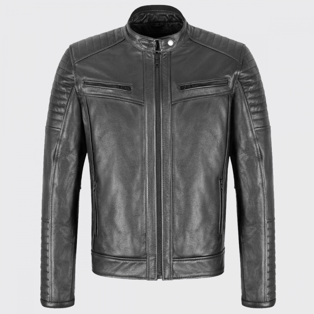 Elegant Black Leather Moto Jacket