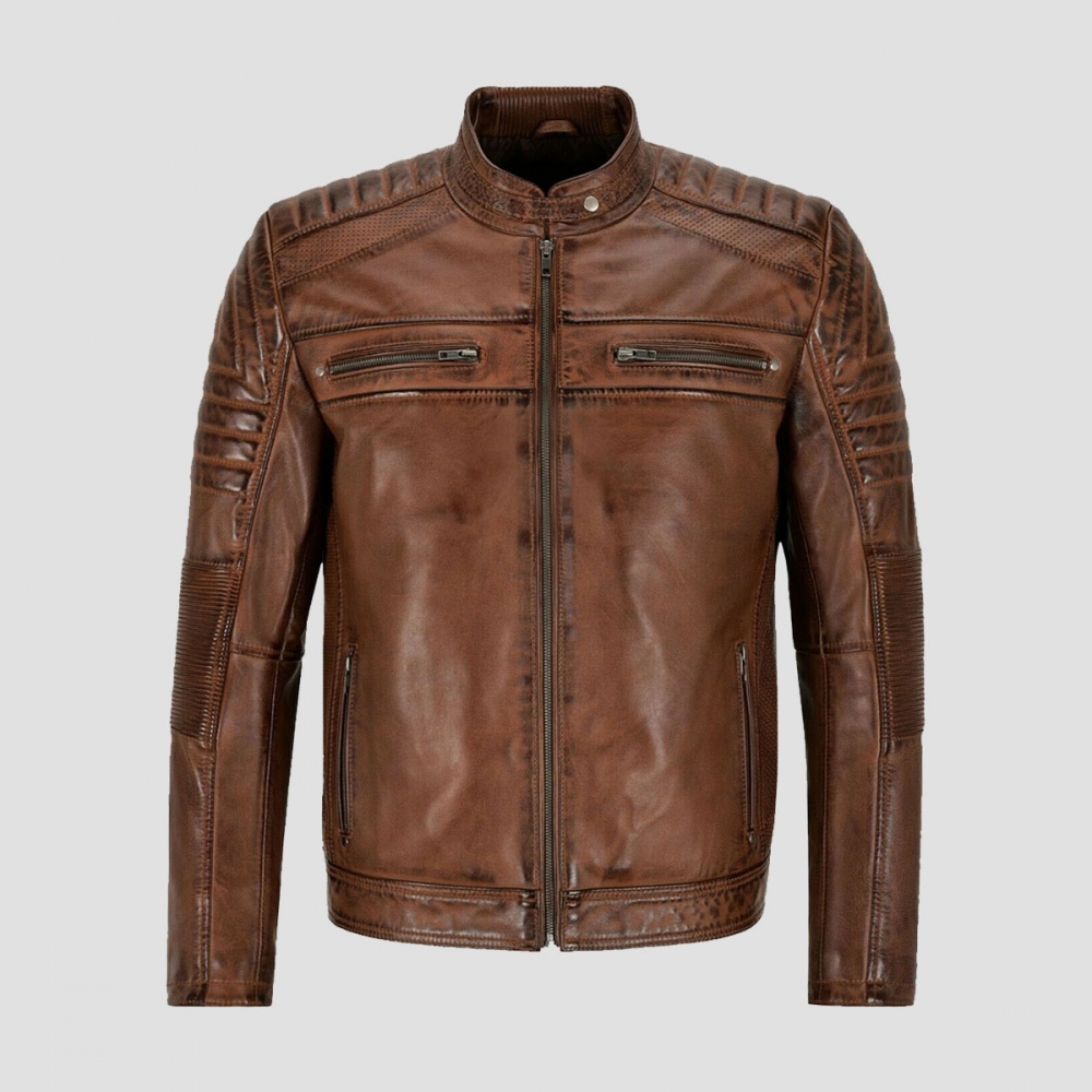 Retro Brown Waxed Leather Jacket